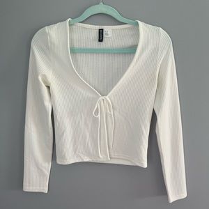 H&M White Tie-closure Cardigan NWOT Size XS